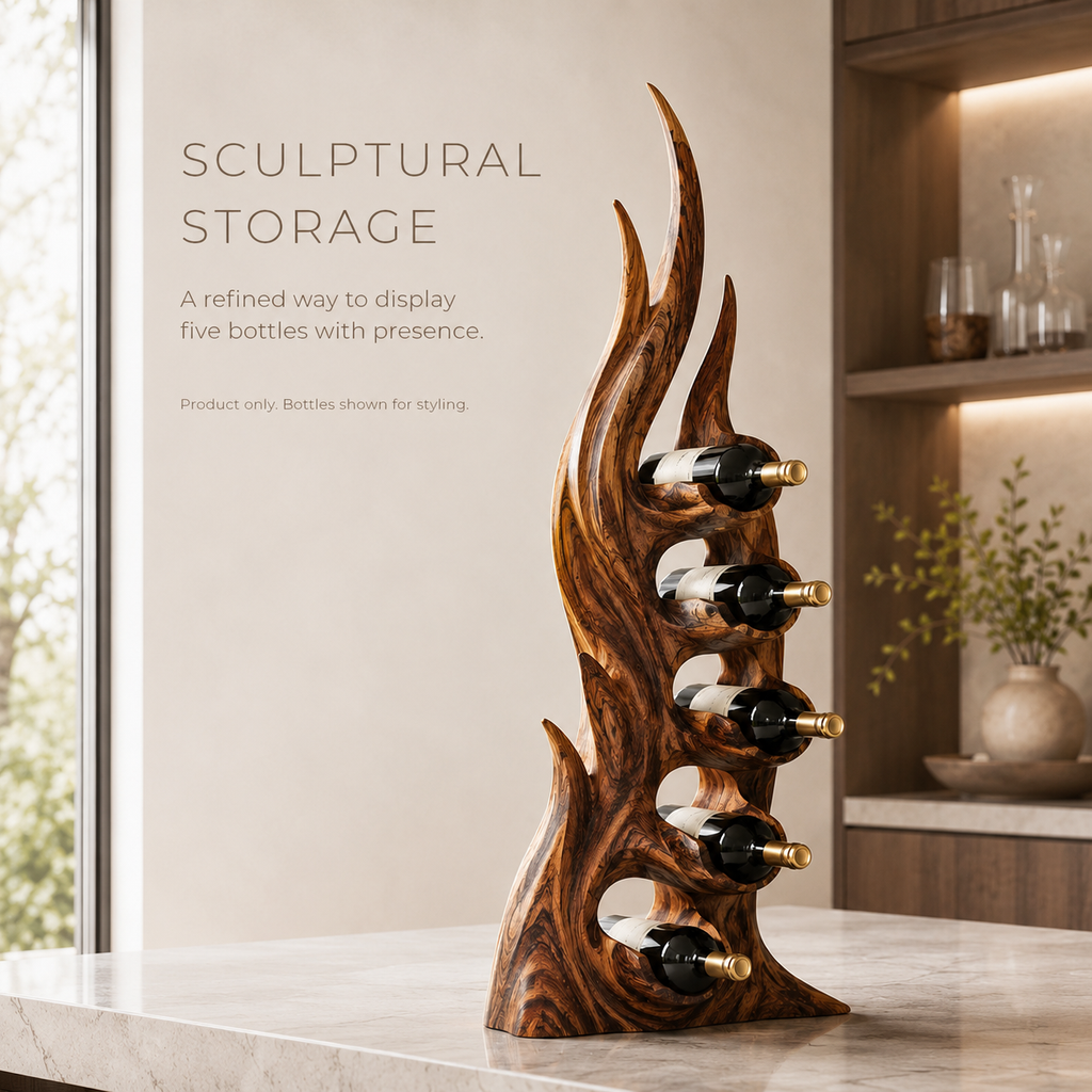 Solid Wood Wall Wine Rack with Glass Holder - Crescent Wall - product image 02