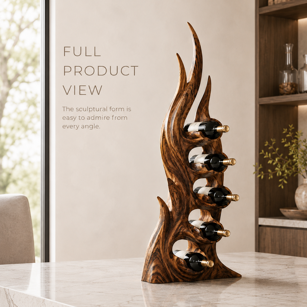 Solid Wood Wall Wine Rack with Glass Holder - Crescent Wall - product image 03