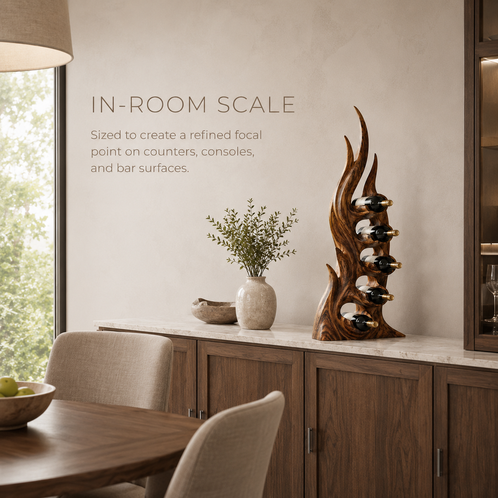 Solid Wood Wall Wine Rack with Glass Holder - Crescent Wall - product image 04