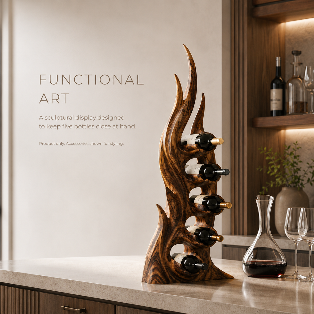 Solid Wood Wall Wine Rack with Glass Holder - Crescent Wall - product image 07