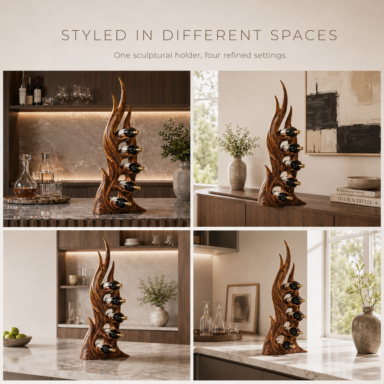 Solid Wood Wall Wine Rack with Glass Holder - Crescent Wall - product image 10