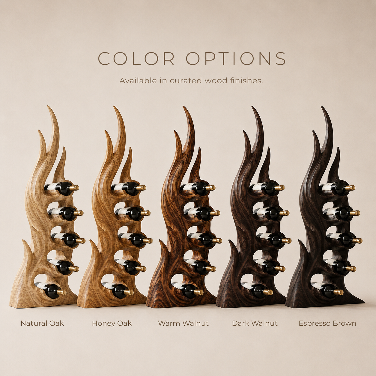 Solid Wood Wall Wine Rack with Glass Holder - Crescent Wall - product image 11
