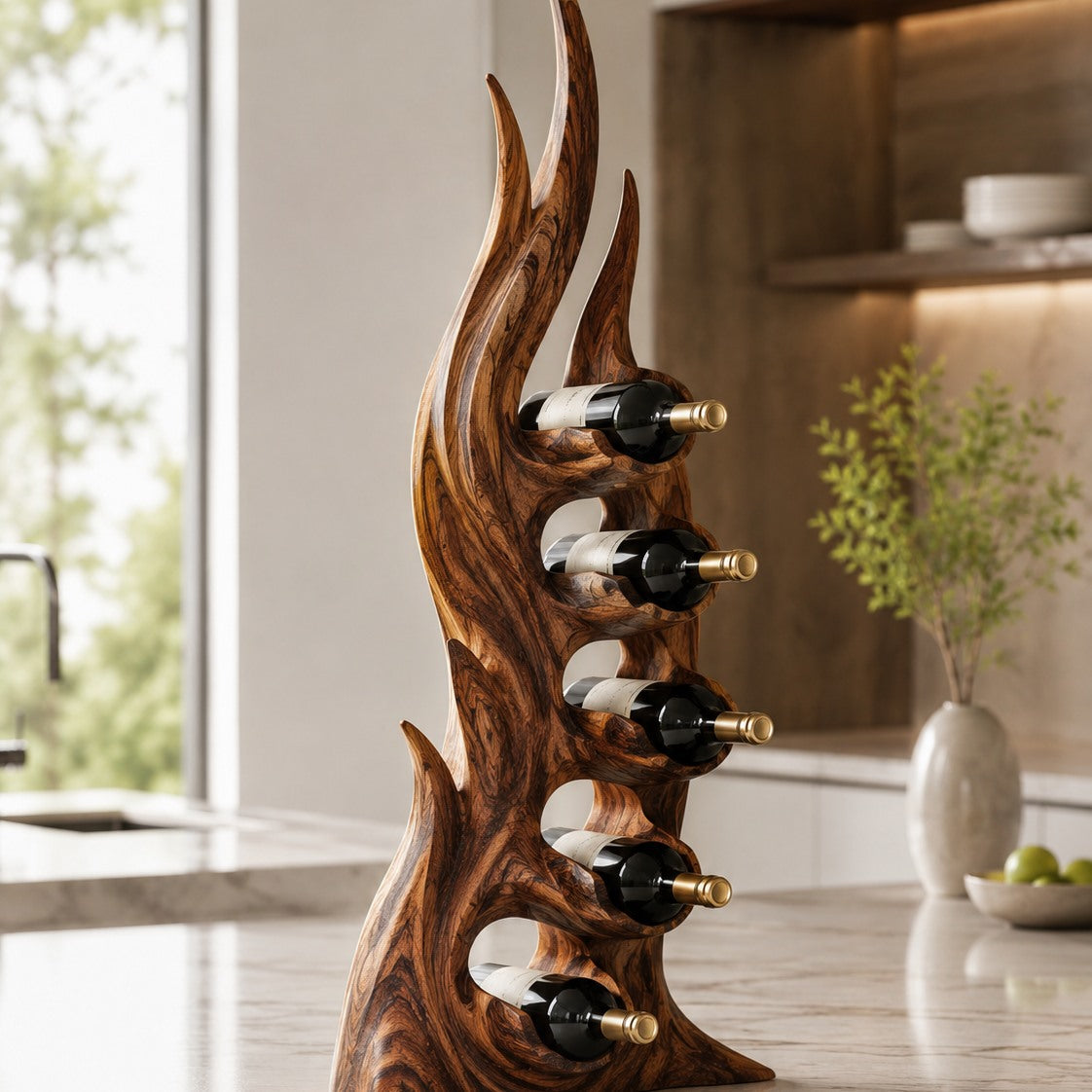 Solid Wood Wall Wine Rack with Glass Holder - Crescent Wall - Design 247 - square cover image