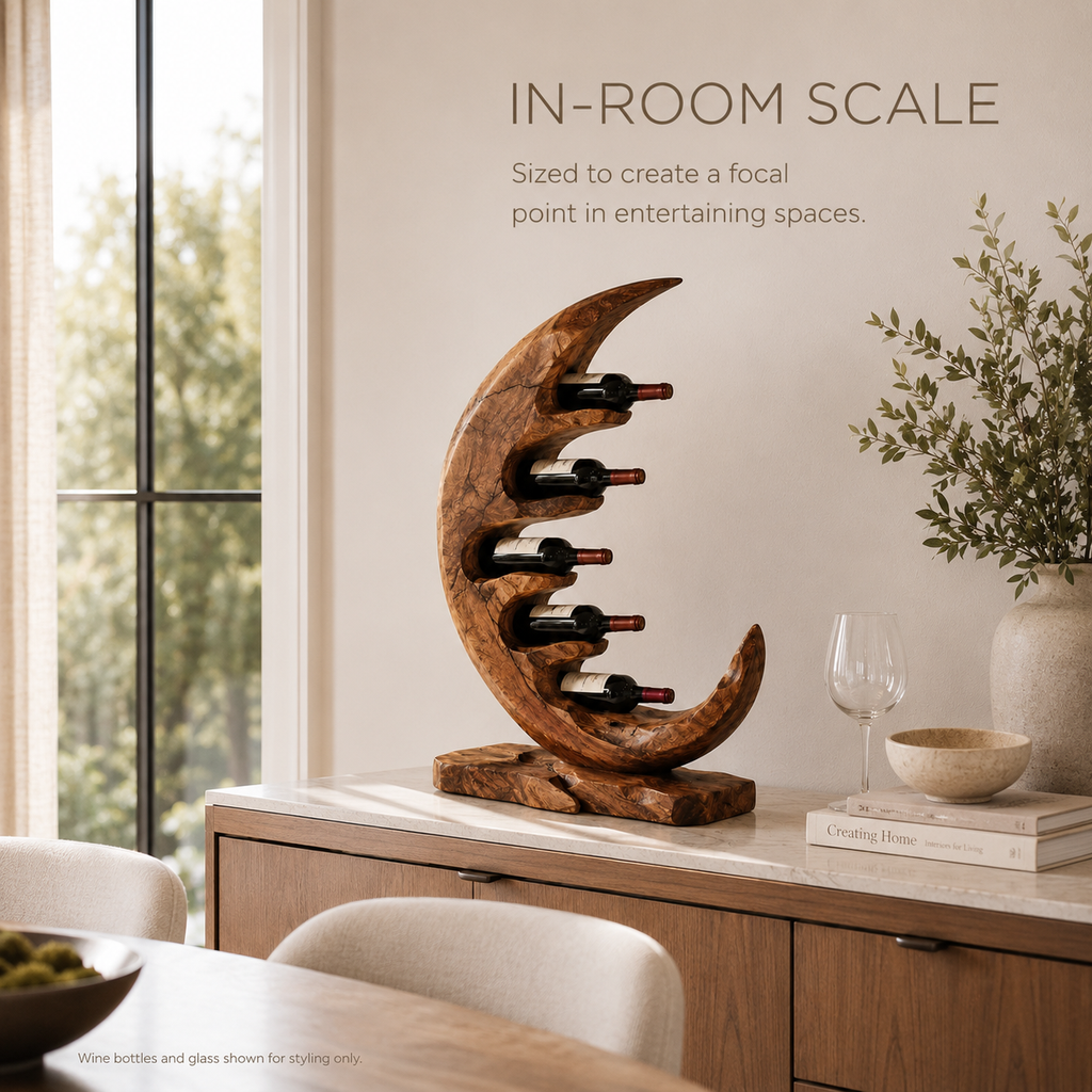 Solid Wood Wall Wine Rack with Glass Holder - Floating Rail - product image 04