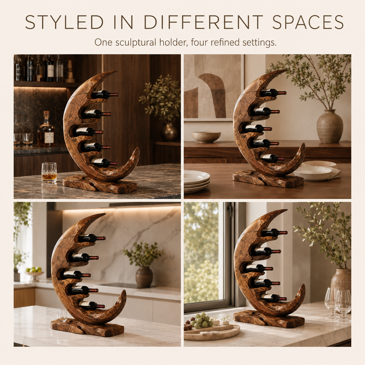 Solid Wood Wall Wine Rack with Glass Holder - Floating Rail - product image 10
