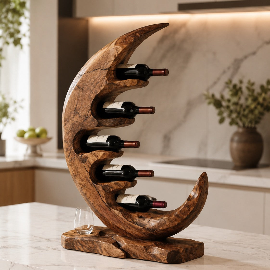 Solid Wood Wall Wine Rack with Glass Holder - Floating Rail - Design 248 - square cover image