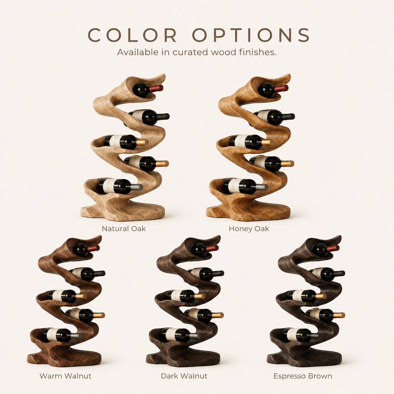Solid Wood Wall Wine Rack with Glass Holder - River Form - product image 11