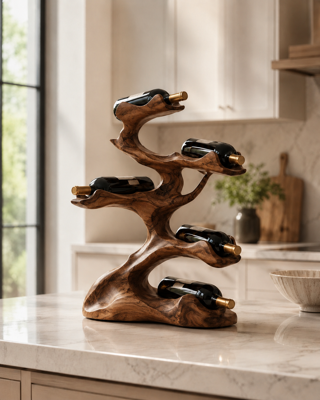 Solid Wood Wall Wine Rack with Glass Holder - Cellular Display - main view