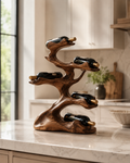 Solid Wood Wall Wine Rack with Glass Holder - Cellular Display - main view