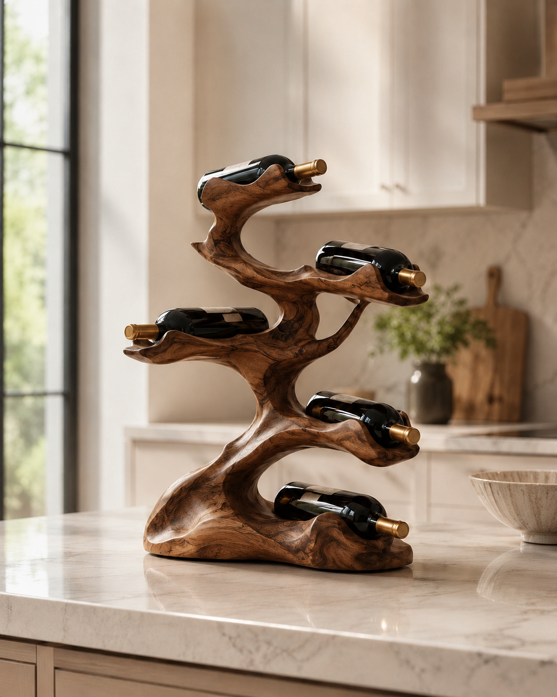 Solid Wood Wall Wine Rack with Glass Holder - Cellular Display - main view