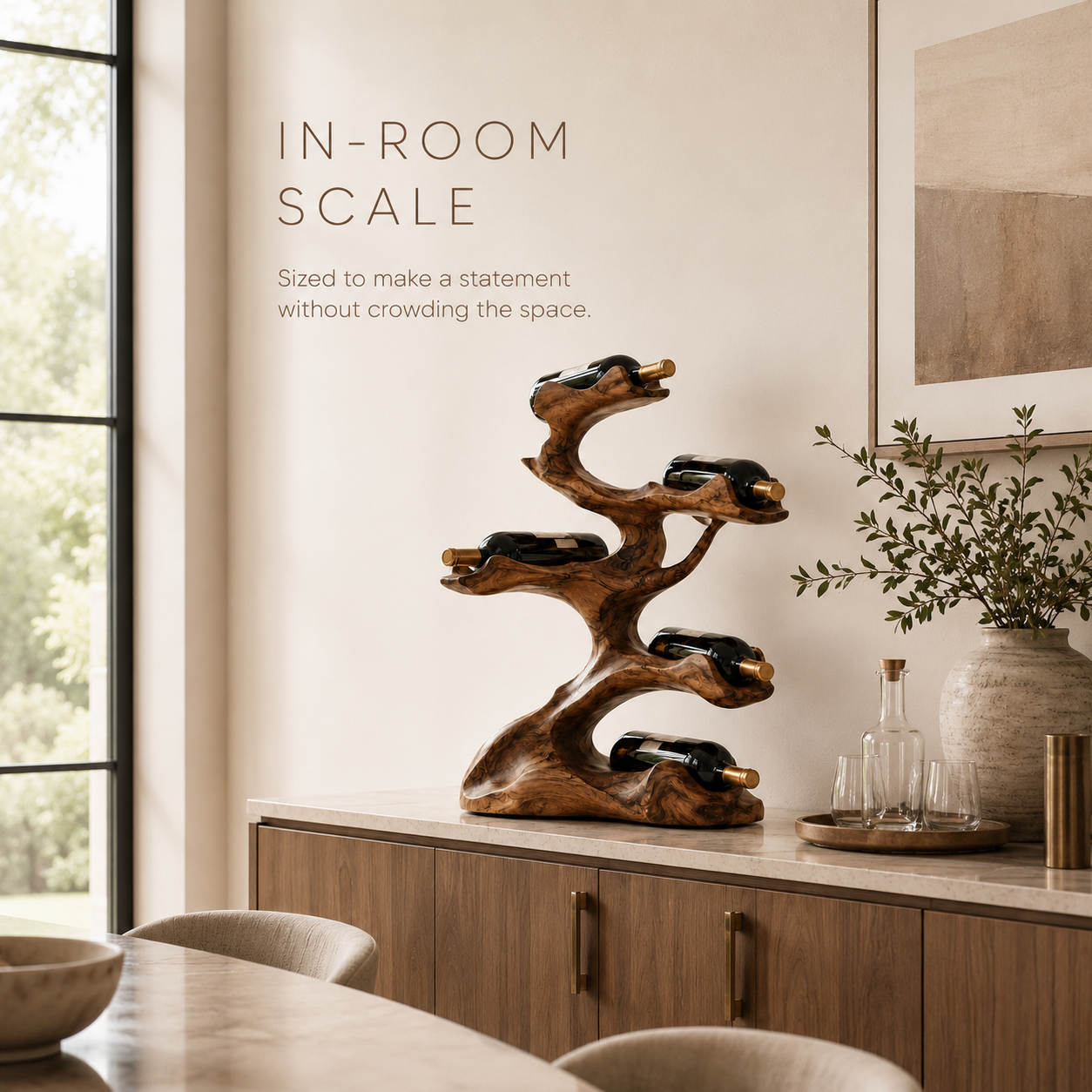 Solid Wood Wall Wine Rack with Glass Holder - Cellular Display - product image 04