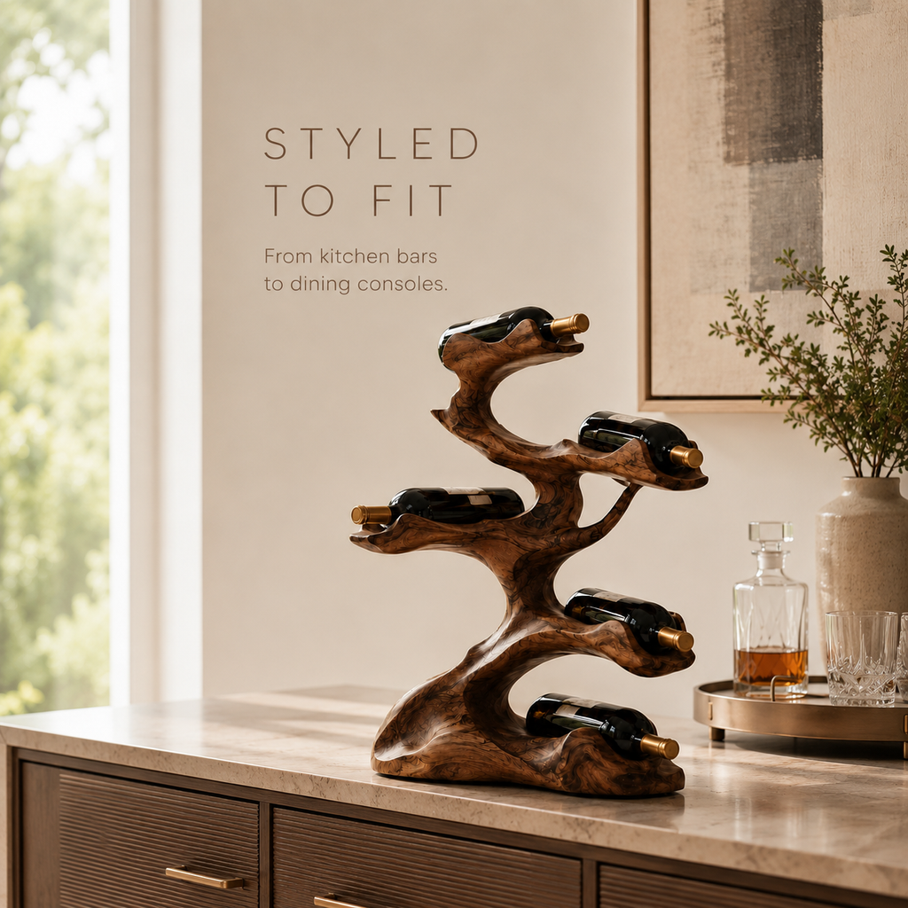 Solid Wood Wall Wine Rack with Glass Holder - Cellular Display - product image 10