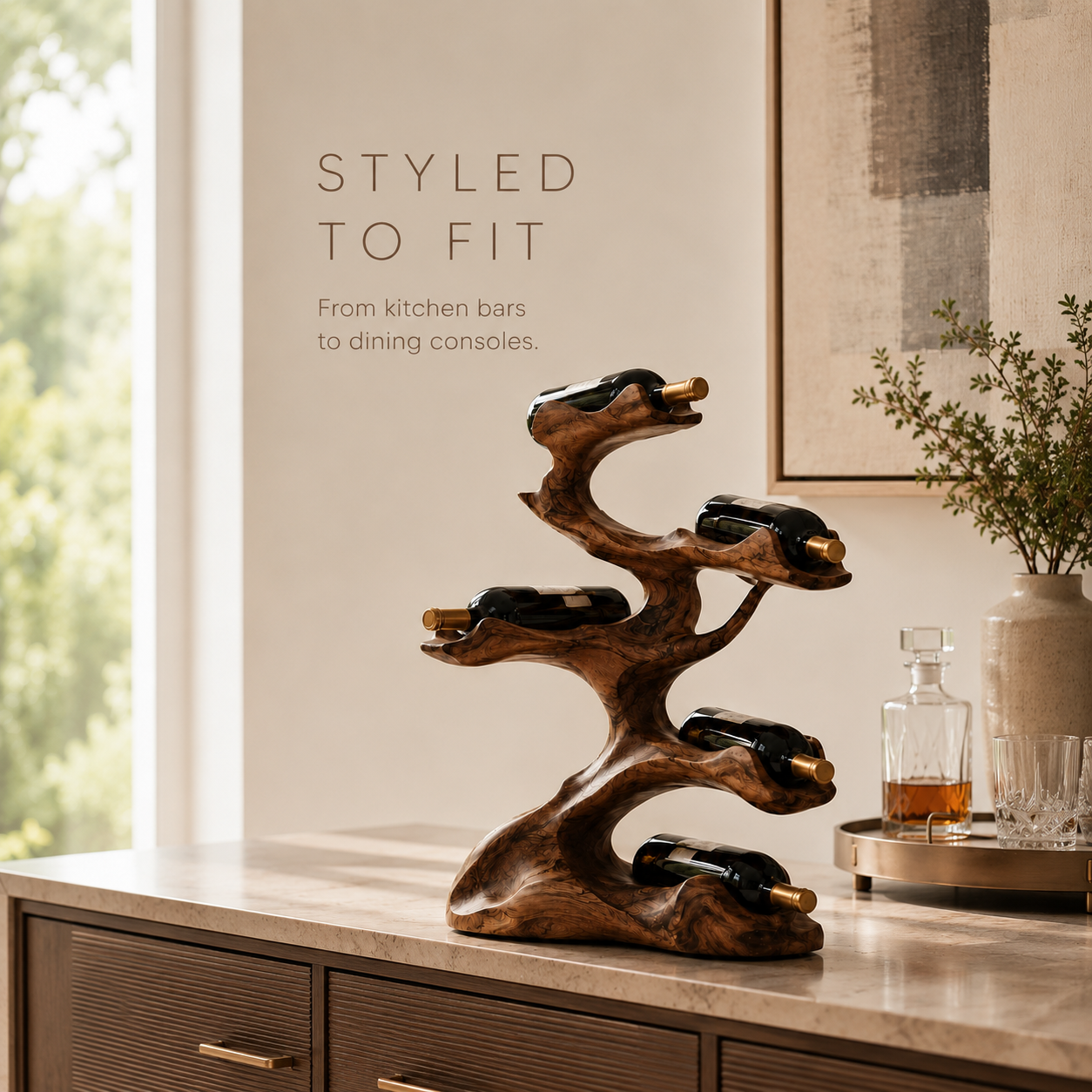 Solid Wood Wall Wine Rack with Glass Holder - Cellular Display - product image 10