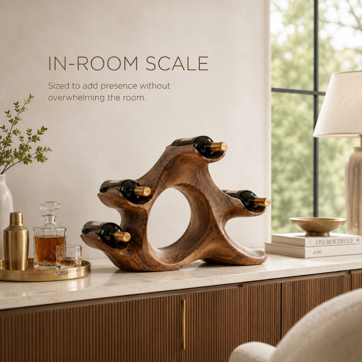 Solid Wood Wall Wine Rack with Glass Holder - Gallery Wave - product image 05