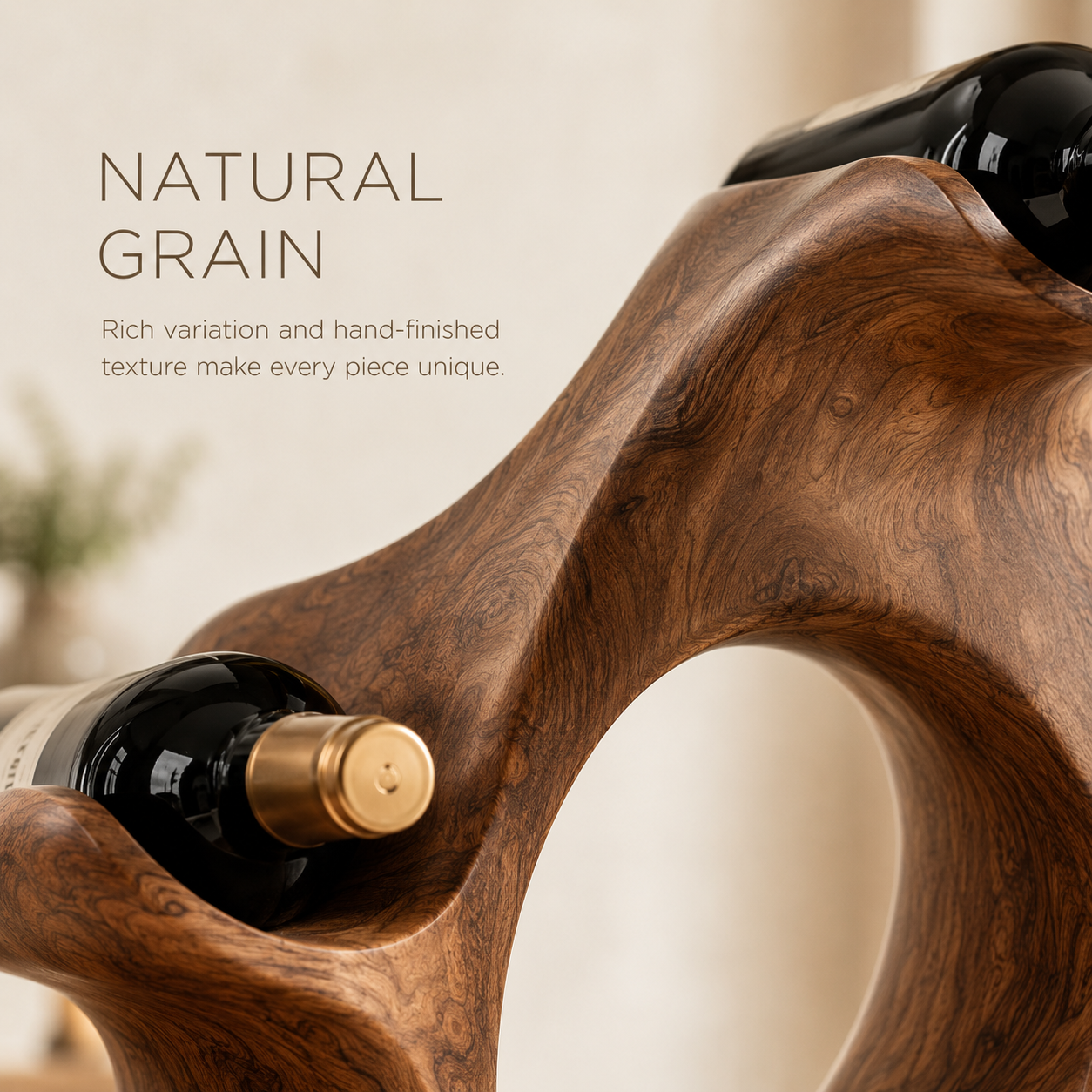 Solid Wood Wall Wine Rack with Glass Holder - Gallery Wave - product image 06