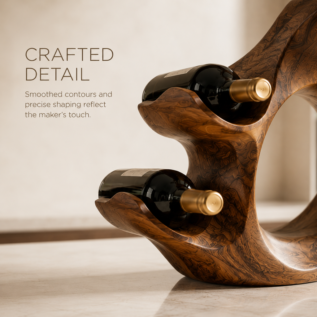 Solid Wood Wall Wine Rack with Glass Holder - Gallery Wave - product image 07