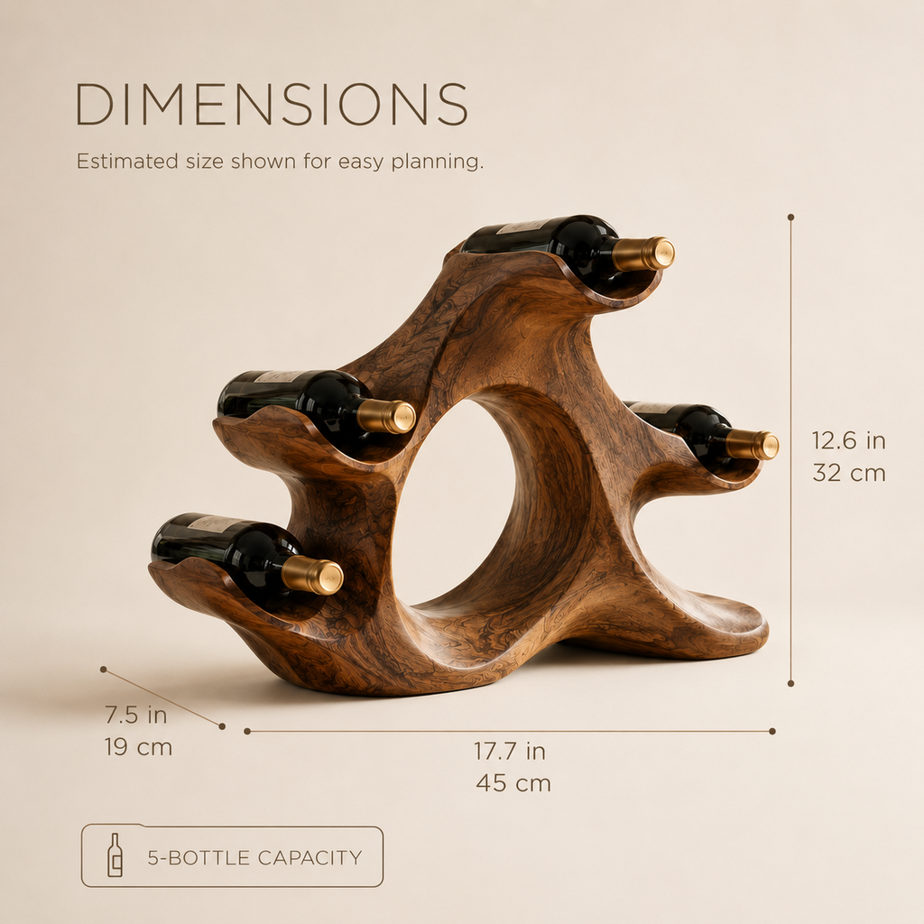 Solid Wood Wall Wine Rack with Glass Holder - Gallery Wave - product image 09