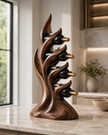 Solid Wood Wall Wine Rack with Glass Holder - Carved Halo - main view