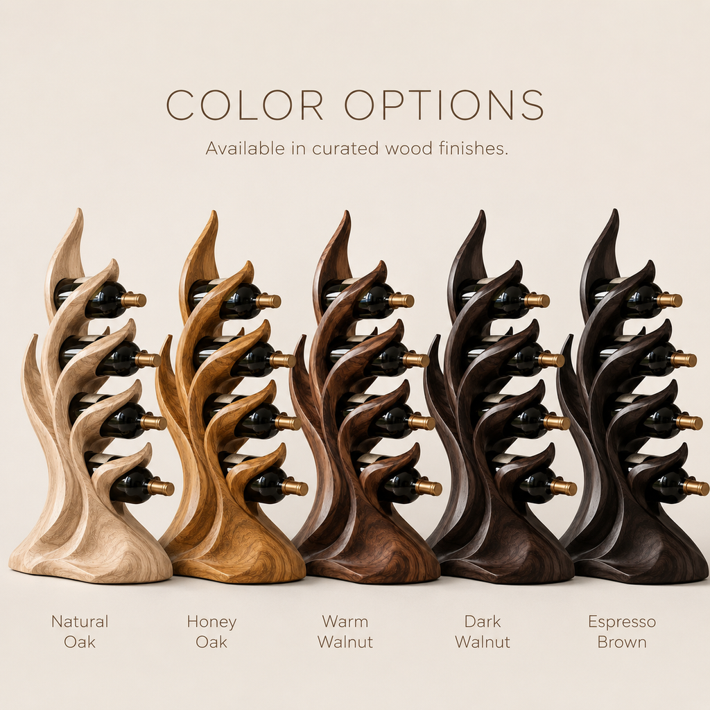 Solid Wood Wall Wine Rack with Glass Holder - Carved Halo - product image 10