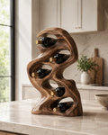 Solid Wood Wall Wine Rack with Glass Holder - Gallery Wave - main view