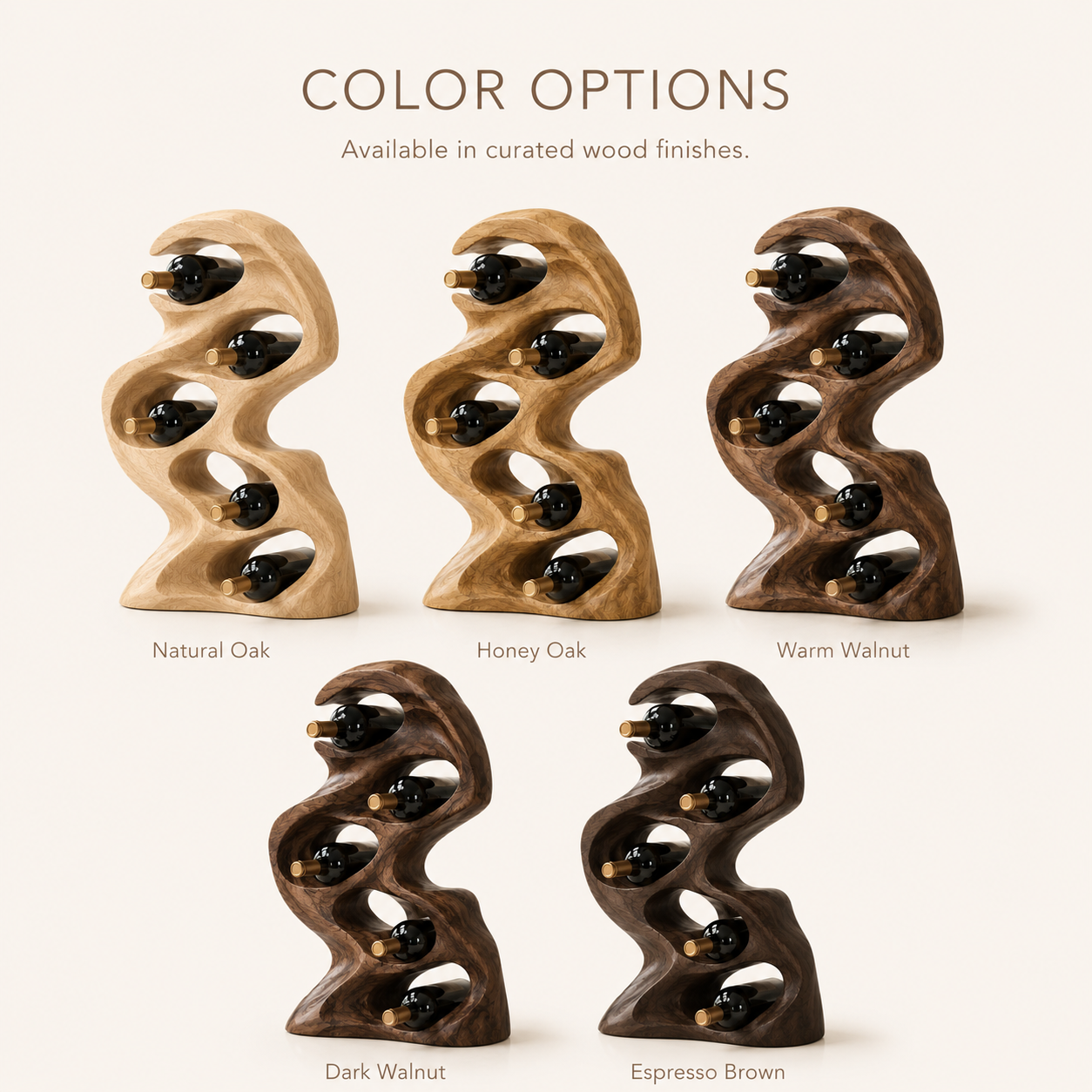 Solid Wood Wall Wine Rack with Glass Holder - Gallery Wave - product image 03