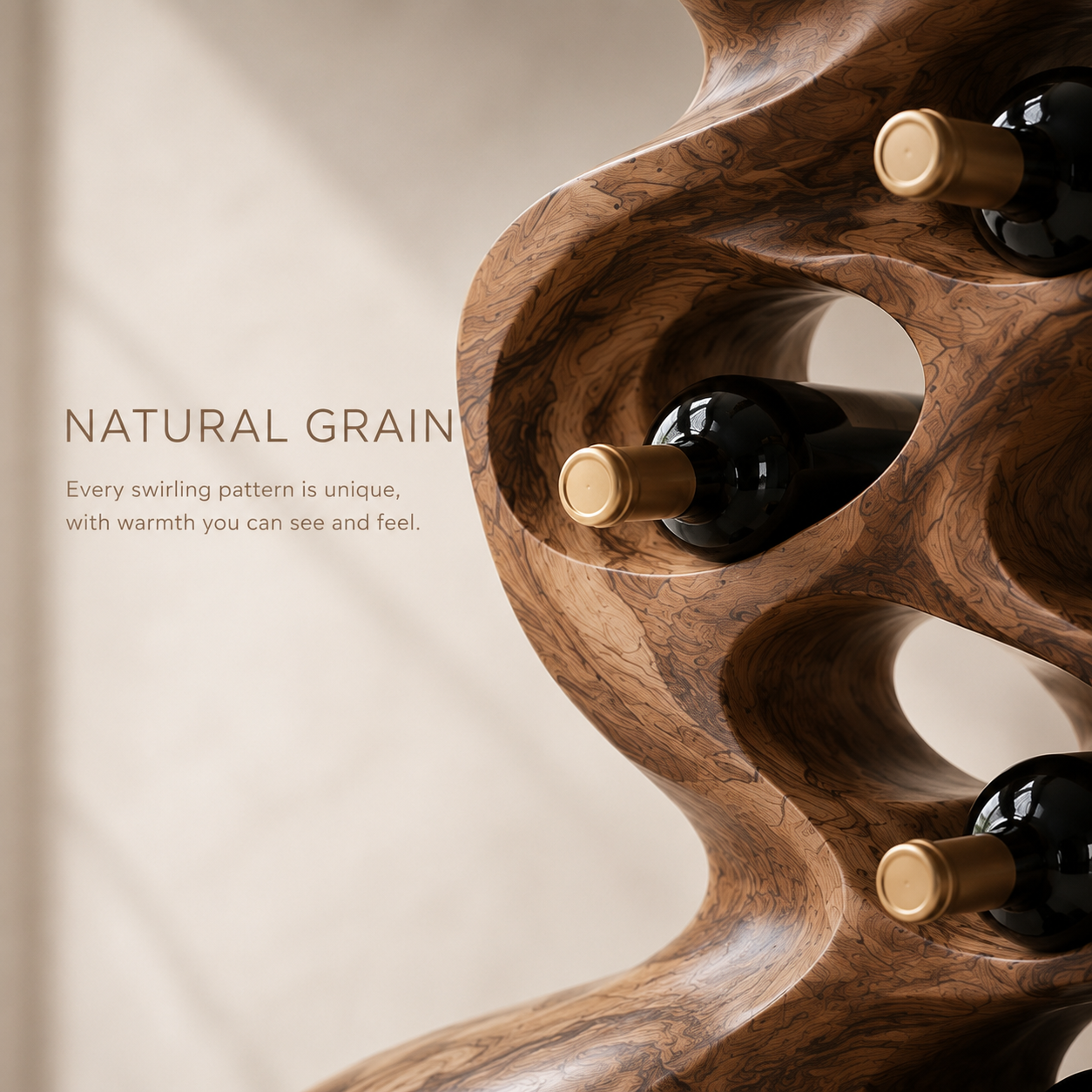Solid Wood Wall Wine Rack with Glass Holder - Gallery Wave - product image 06