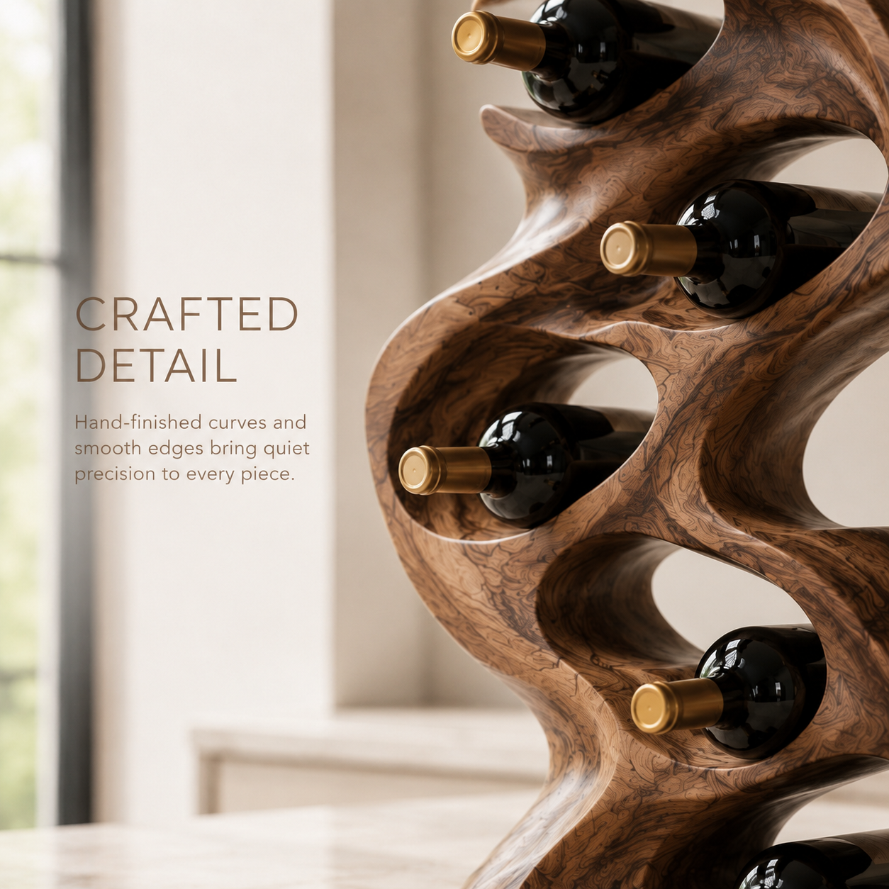 Solid Wood Wall Wine Rack with Glass Holder - Gallery Wave - product image 07