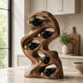 Solid Wood Wall Wine Rack with Glass Holder - Gallery Wave - Design 263 - square cover image