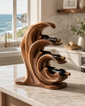 Solid Wood Wall Wine Rack with Glass Holder - Gallery Wave - main view