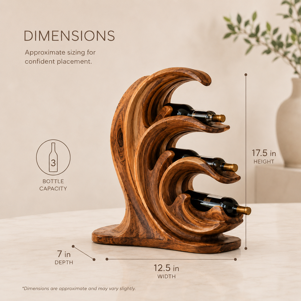 Solid Wood Wall Wine Rack with Glass Holder - Gallery Wave - product image 08