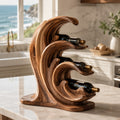 Solid Wood Wall Wine Rack with Glass Holder - Gallery Wave - Design 264 - square cover image