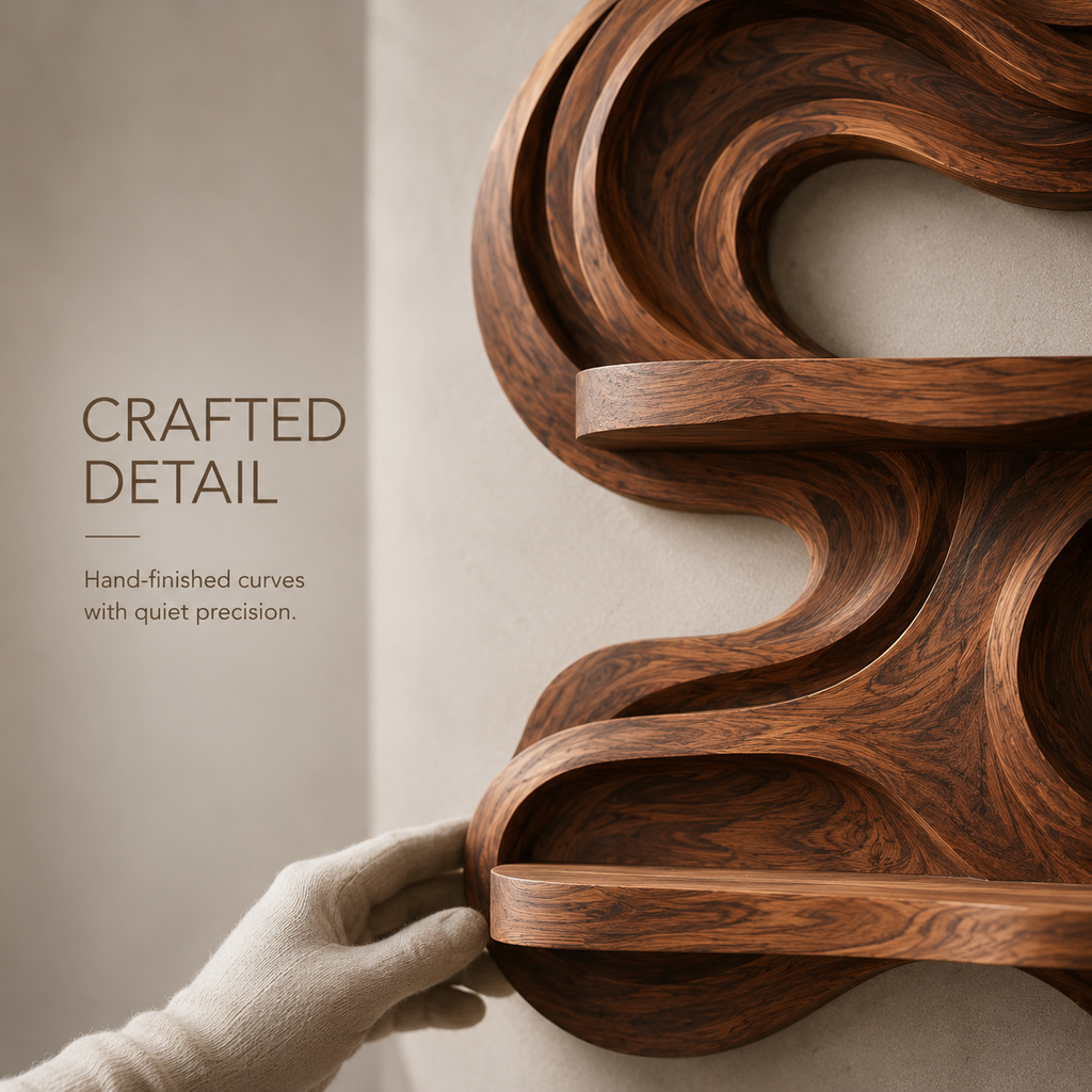Solid Wood Wall Wine Rack with Glass Holder - Root Form - product image 06
