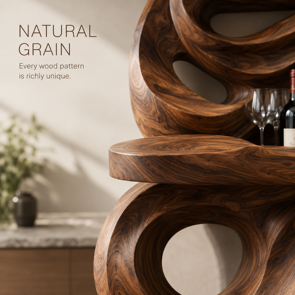 Solid Wood Wall Wine Rack with Glass Holder - Crescent Wall - product image 05