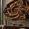Solid Wood Wall Wine Rack with Glass Holder - River Form - Design 269 - square cover image