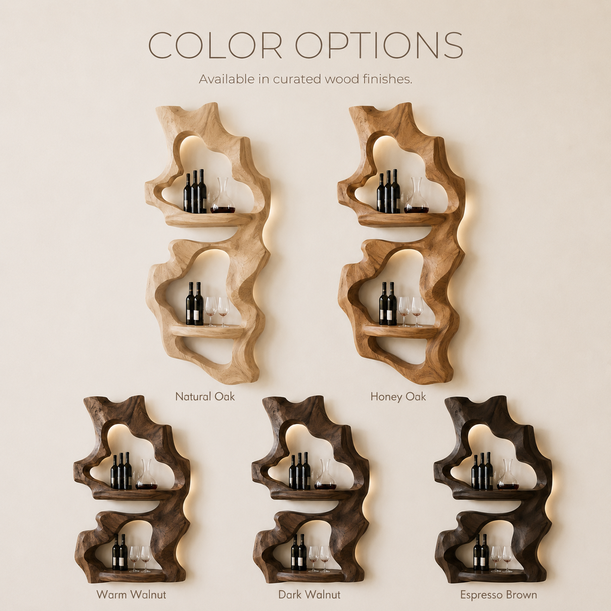 Solid Wood Wall Wine Rack with Glass Holder - Cellular Display - product image 11