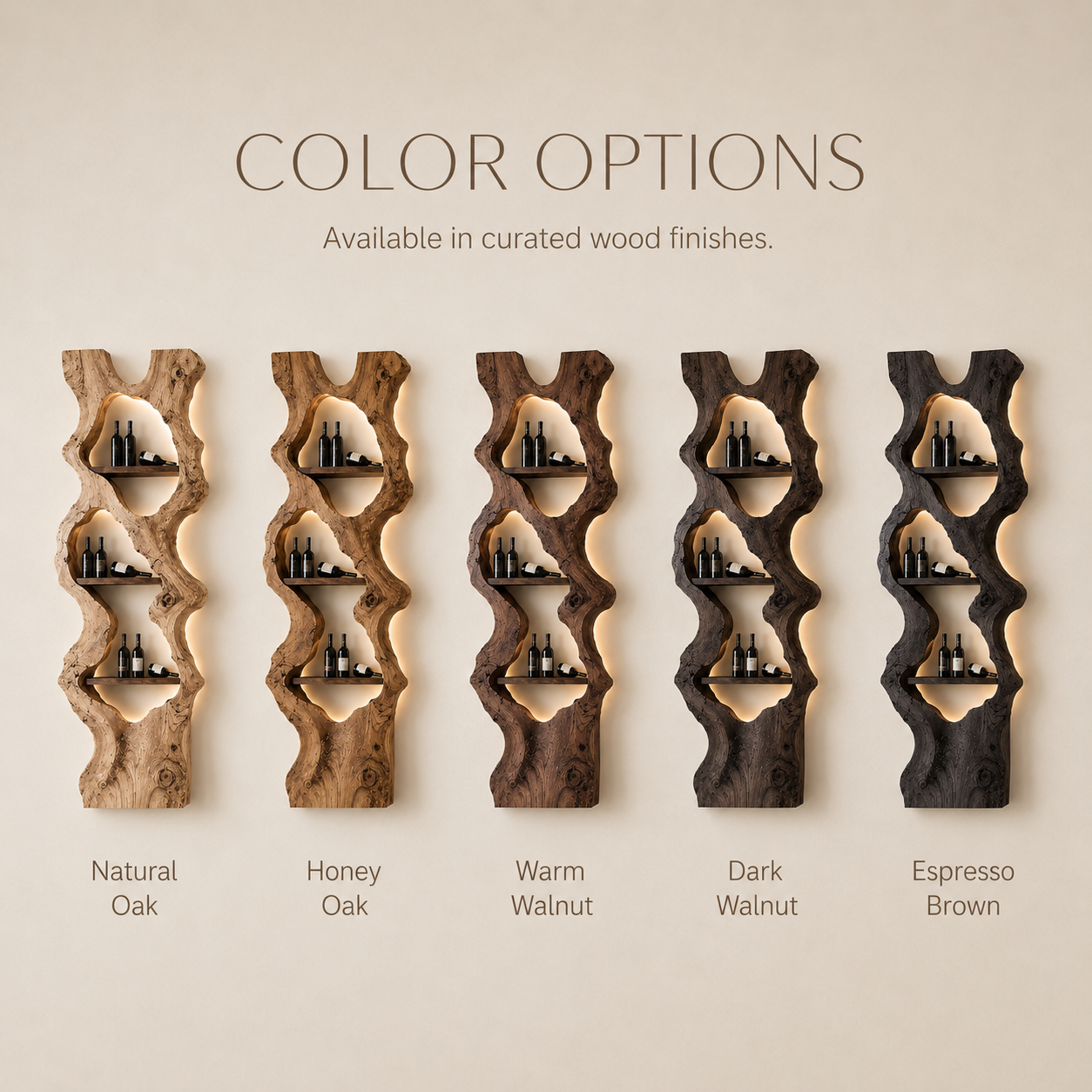Solid Wood Wall Wine Rack with Glass Holder - Gallery Wave - product image 11