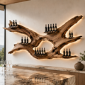 Solid Wood Wall Wine Rack with Glass Holder - Architectural Slab - main view