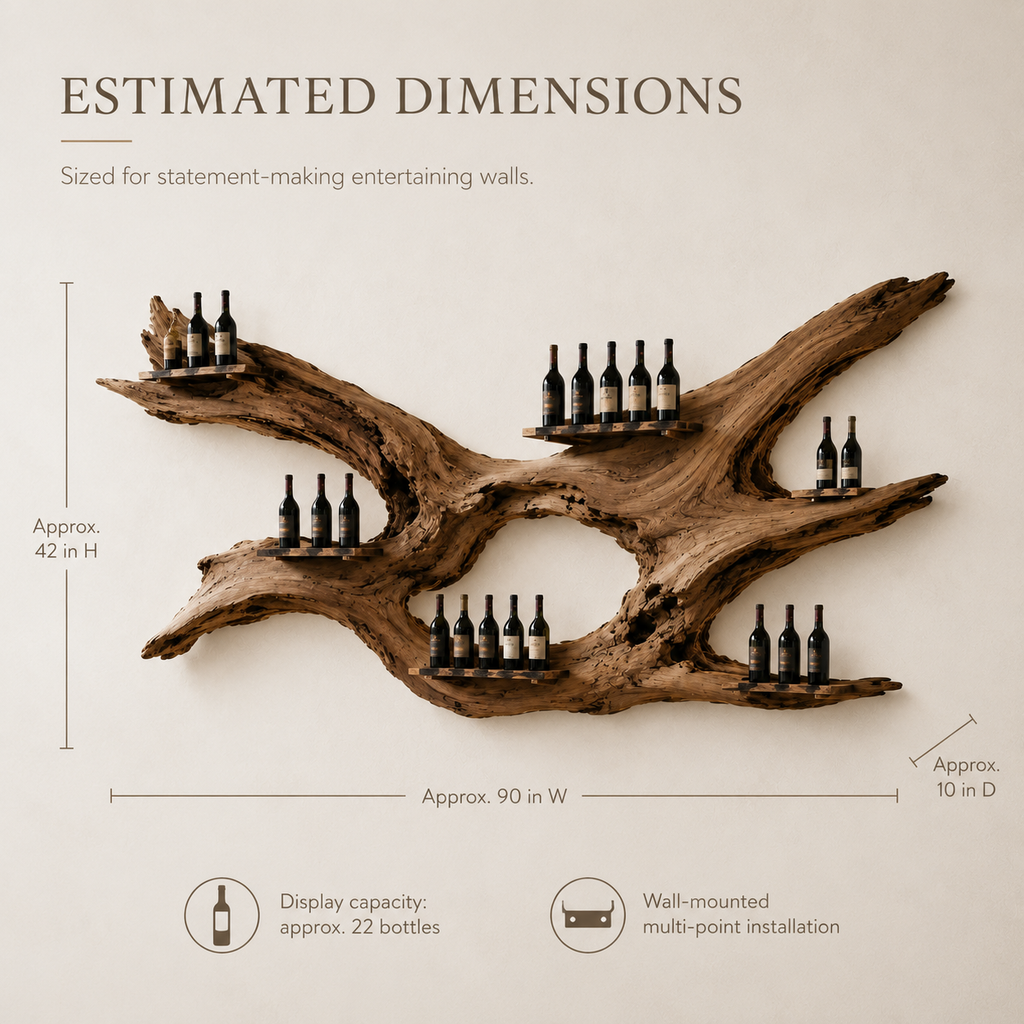 Solid Wood Wall Wine Rack with Glass Holder - Architectural Slab - product image 08