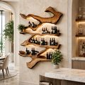 Solid Wood Wall Wine Rack with Glass Holder - Live Edge Gallery - main view