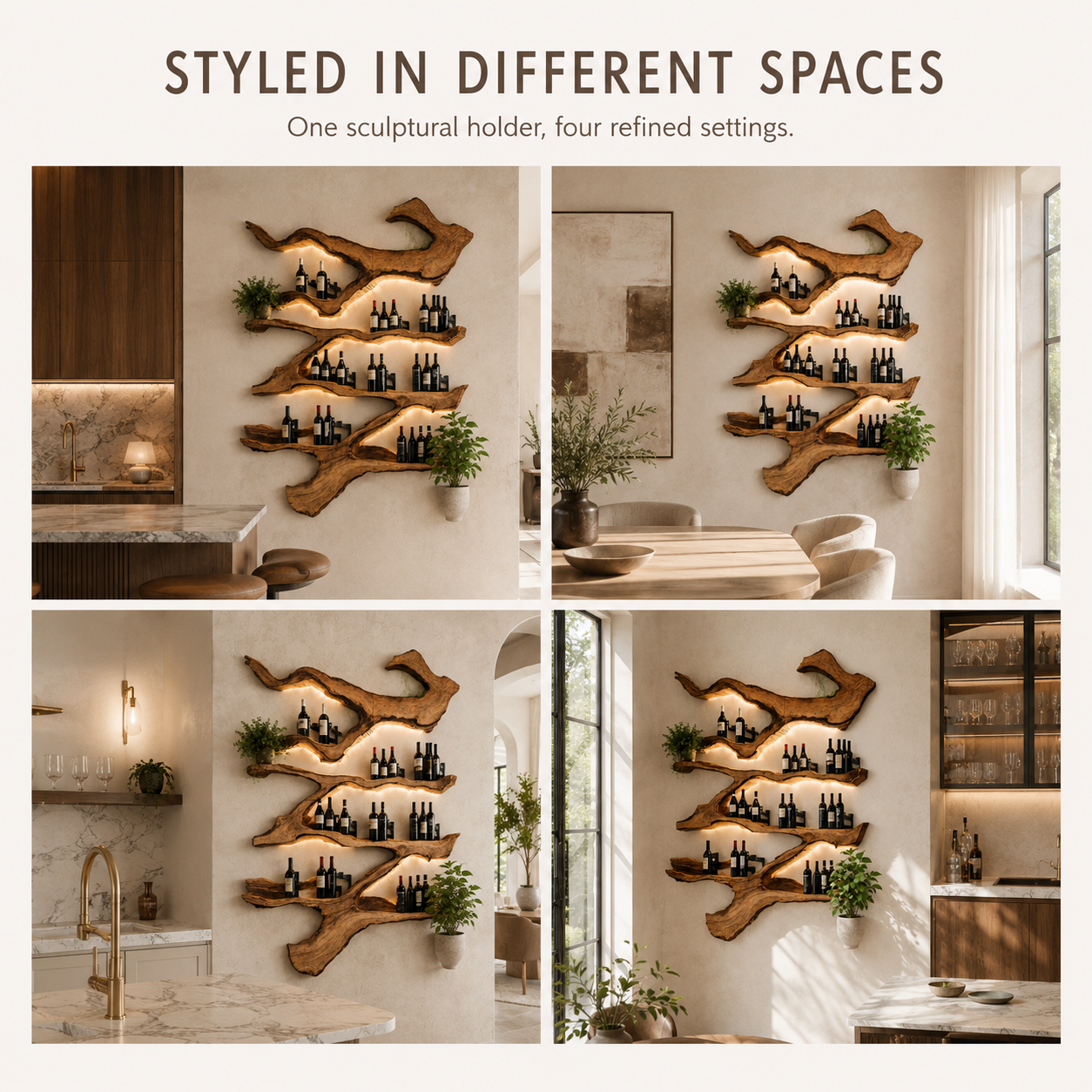 Solid Wood Wall Wine Rack with Glass Holder - Live Edge Gallery - product image 11