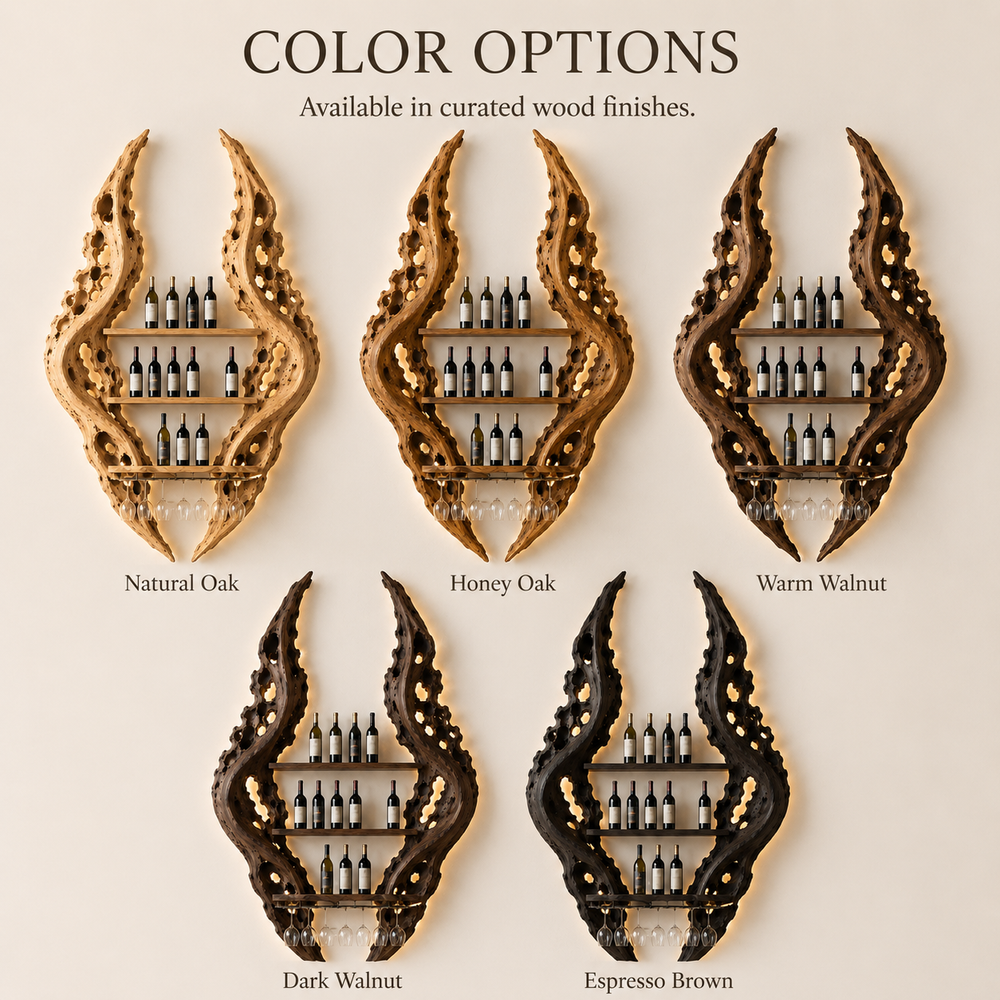 Solid Wood Wall Wine Rack with Glass Holder - Crescent Wall - product image 11