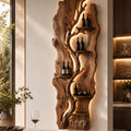 Solid Wood Wall Wine Rack with Glass Holder - River Form - square cover image