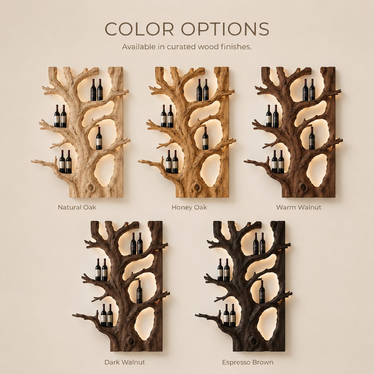 Solid Wood Wall Wine Rack with Glass Holder - Cellular Display - product image 07
