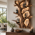 Solid Wood Wall Wine Rack with Glass Holder - Cellular Display - square cover image