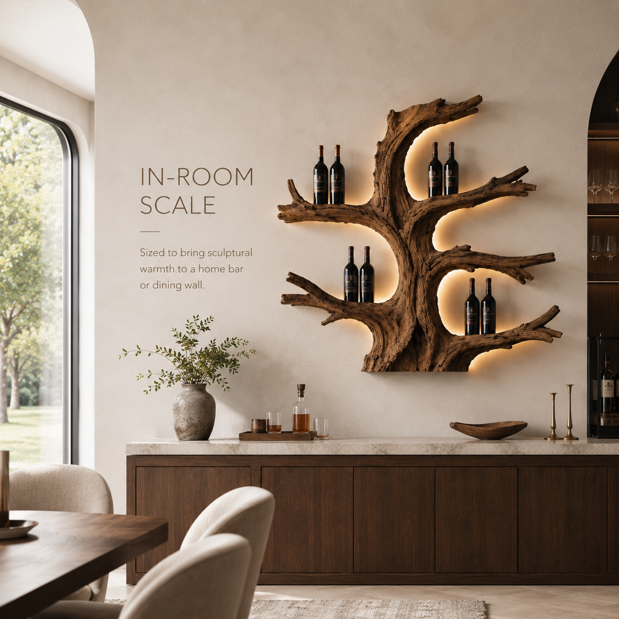 Solid Wood Wall Wine Rack with Glass Holder - Gallery Wave - product image 04