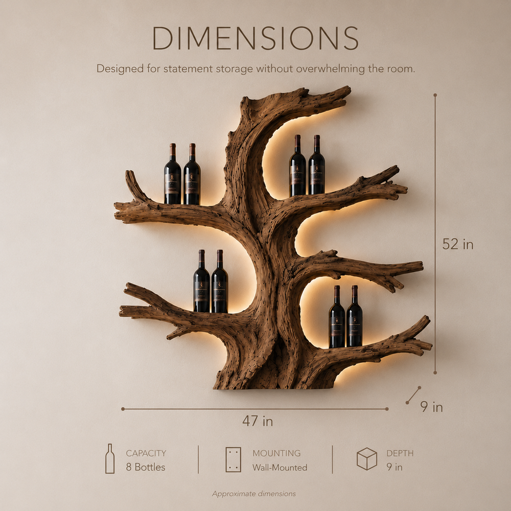 Solid Wood Wall Wine Rack with Glass Holder - Gallery Wave - product image 08