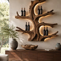 Solid Wood Wall Wine Rack with Glass Holder - Gallery Wave - square cover image