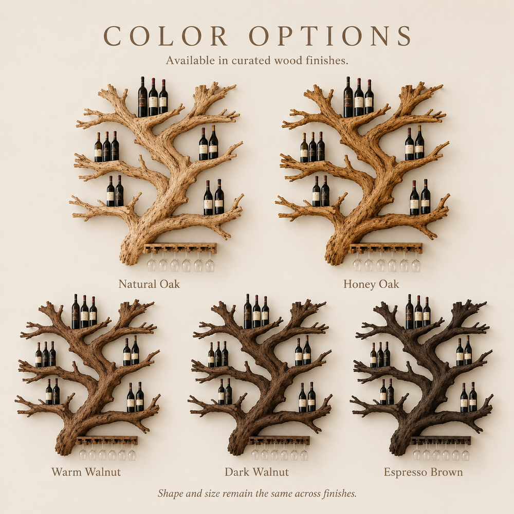Solid Wood Wall Wine Rack with Glass Holder - Gallery Wave - product image 03