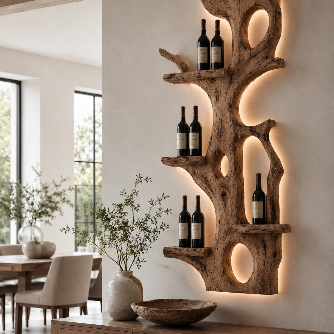 Solid Wood Wall Wine Rack with Glass Holder - Root Form - square cover image