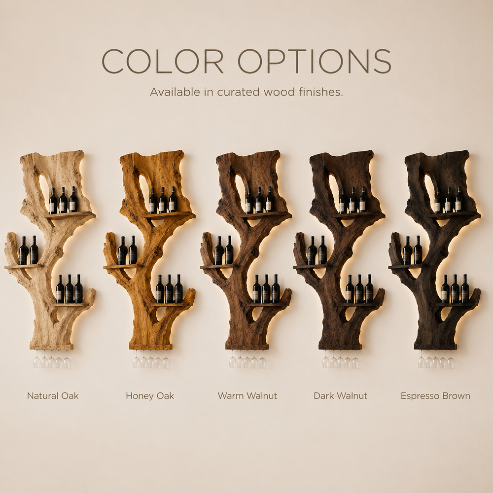 Solid Wood Wall Wine Rack with Glass Holder - Crescent Wall - product image 07